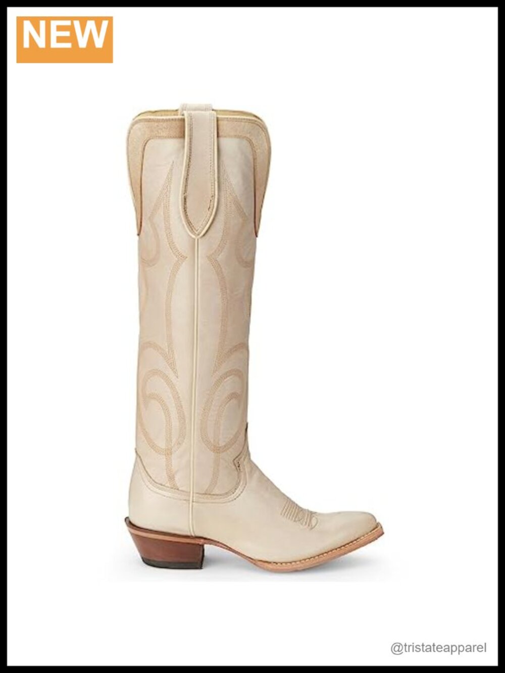Women's 17" Mid-Calf Leather Western Boot with Block Heel (Round Toe)